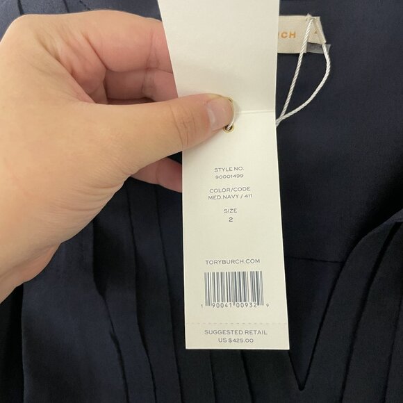 Tory Burch Womens Sheath Pencil Dress Size 2 Navy Blue Long Sleeve NWT $425 - Picture 8 of 15